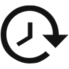 Graues Zeit Icon mit Pfeil